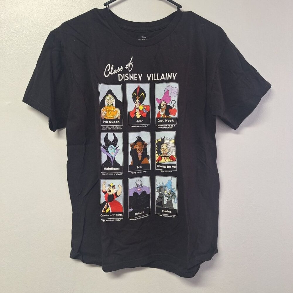 Disney Villains Tee Shirt Black Cartoon Mens‎ Medium Villainy Class Witch Evil